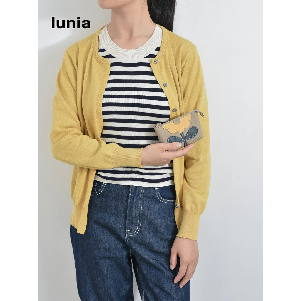 Lunia สไตล์จีน Cowhide ดอกไม้กระเป๋าเหรียญหนังแท้ผู้ถือบัตร Key Drivers License ลิปสติกหูฟังกระเป๋าเก็บ thumbnail 3