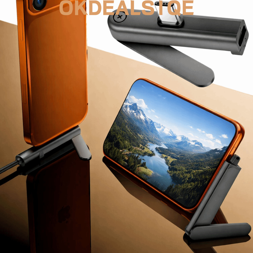 OKDEALS1QE ขาตั้งโทรศัพท์แบบพับได้, PD 240W Fast Charging USB C Adapter, ทนทานส่งข้อมูล 2 in 1 ไม่มี Hand Blocking แท็บเล็ต Kickstand ดูวิดีโอ