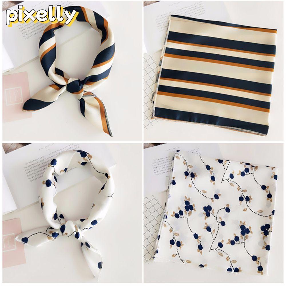 PIXELLY ผ้าพันคอสี่เหลี่ยมแฟชั่น Small Vintage Elegant Hair Tie Band