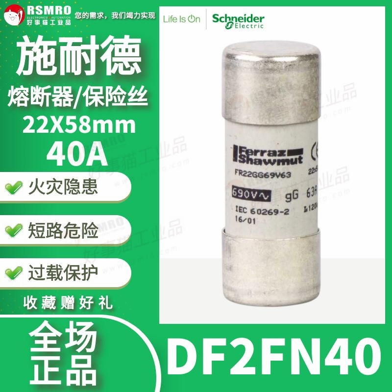 DF2FN40 Schneider Schneider ฟิวส์ฟิวส์ Core 22X58mm กระแส 40A 690V gG