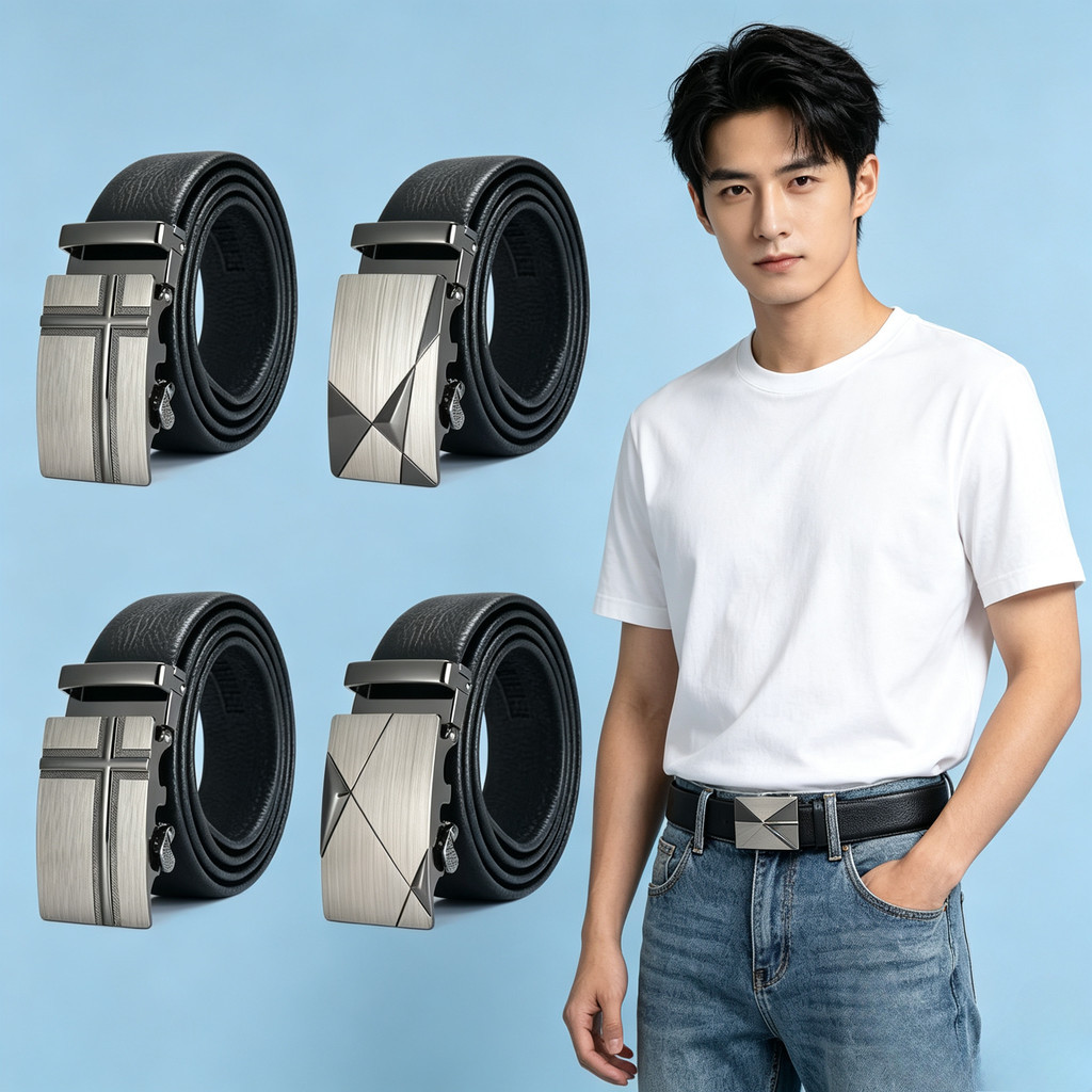 my-shop:: เข็มขัดหนัง PU หัวเข็มขัดอัตโนมัติ คุณภาพสูง สไตล์นักธุรกิจ แฟชั่นสําหรับผู้ชาย DP-471
