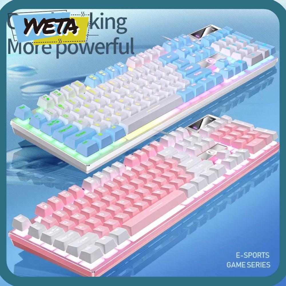 YVETA คีย์บอร์ดเกม, K500 104 คีย์คีย์บอร์ดแบบมีสาย,แฟชั่น Mechanical Sensation Luminous USB Interfac