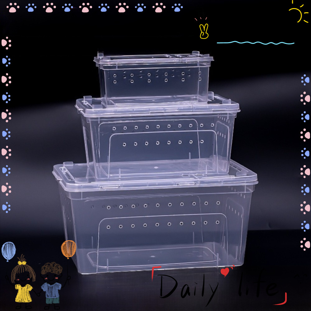 DAPHNE เต่าขนส่งคอนเทนเนอร์, Escape-Proof โปร่งใสสัตว์เลื้อยคลาน Breeding Box, ทนทานดู Stackable ระบายอากาศสัตว์ Habitat กรงด้วงแมลง Habitat