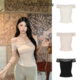 < MOSESQUEEN > เสื้อตัวเต็มตัวที่ประดับด้วยลายลูกไม้และปักอย่างงดงาม พร้อมคอเปิดเผยให้เห็นส่วนบน #63706