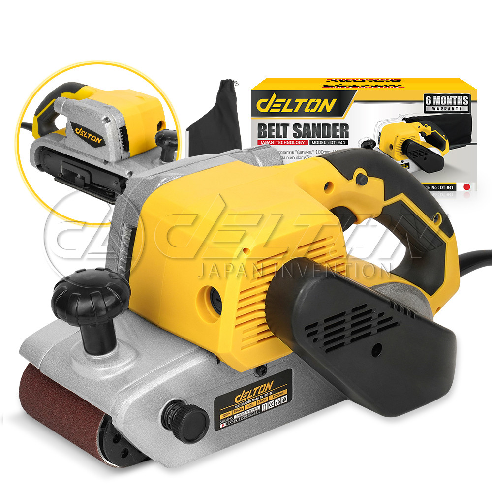 DELTON เครื่องขัดกระดาษทราย สายพาน (รุ่นรถถัง) Belt Sander 100มม. 4 นิ้ว 1,400W รุ่น DT-941 ฟรี! กระดาษทรายขนาด 100 มม.