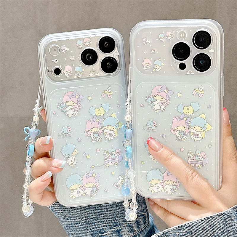 การ์ตูน Gemini + สร้อยข้อมือสําหรับ iphone17promax 16promax 15promax 15pro iphone15 14promax ใหม่ TPU เคส iphone กันฝุ่น