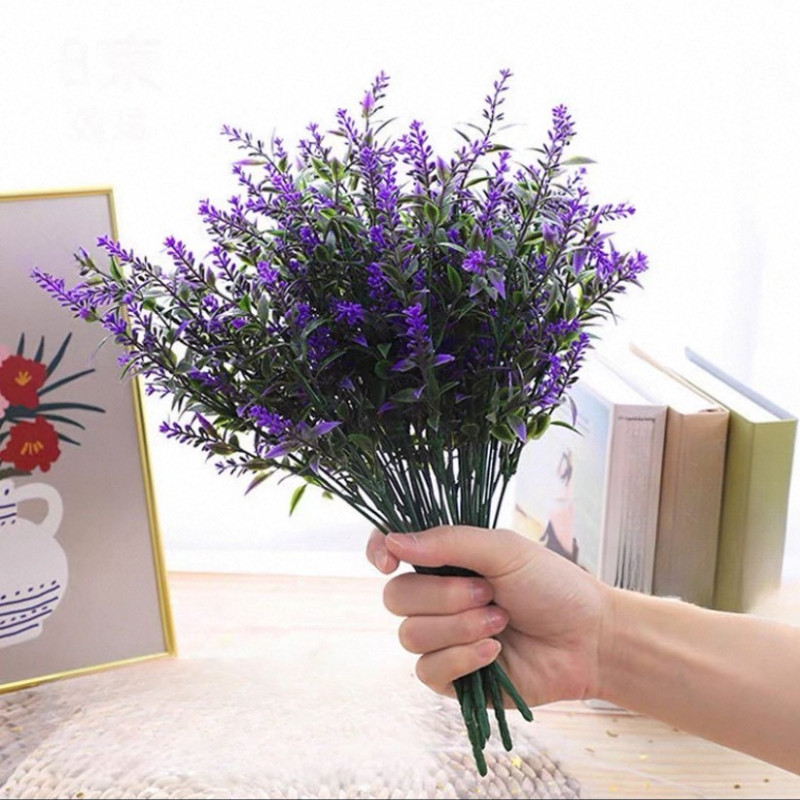 JIE HOME ดอกไม้ประดิษฐ์ ดอกลาเวนเดอร์ พลาสติก สีเขียว สําหรับตกแต่งบ้าน งานแต่งงาน สินค้าพร้อมส่ง