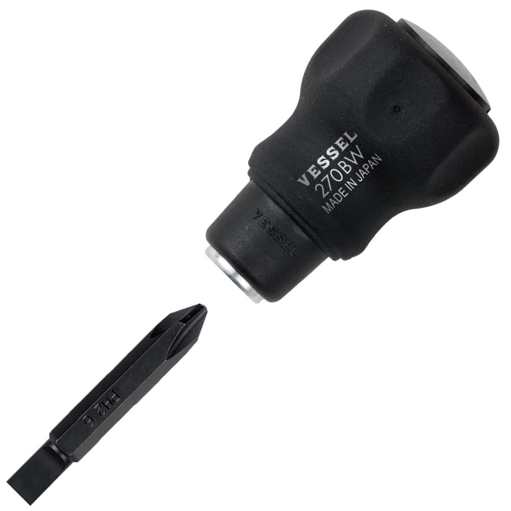 Vessel ไขควงสั้นสลับ PH2|S6 แบบแกนสลับได้ 270BW-62