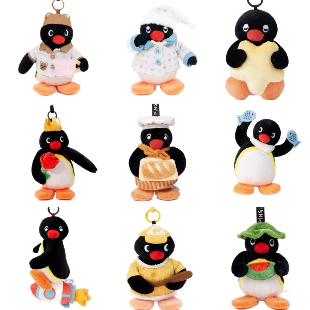 Youmai ของแท้ Penguin Pingu Good Night Series กระเป๋าจี้การ์ตูนตุ๊กตาตุ๊กตาจี้พวงกุญแจของขวัญ