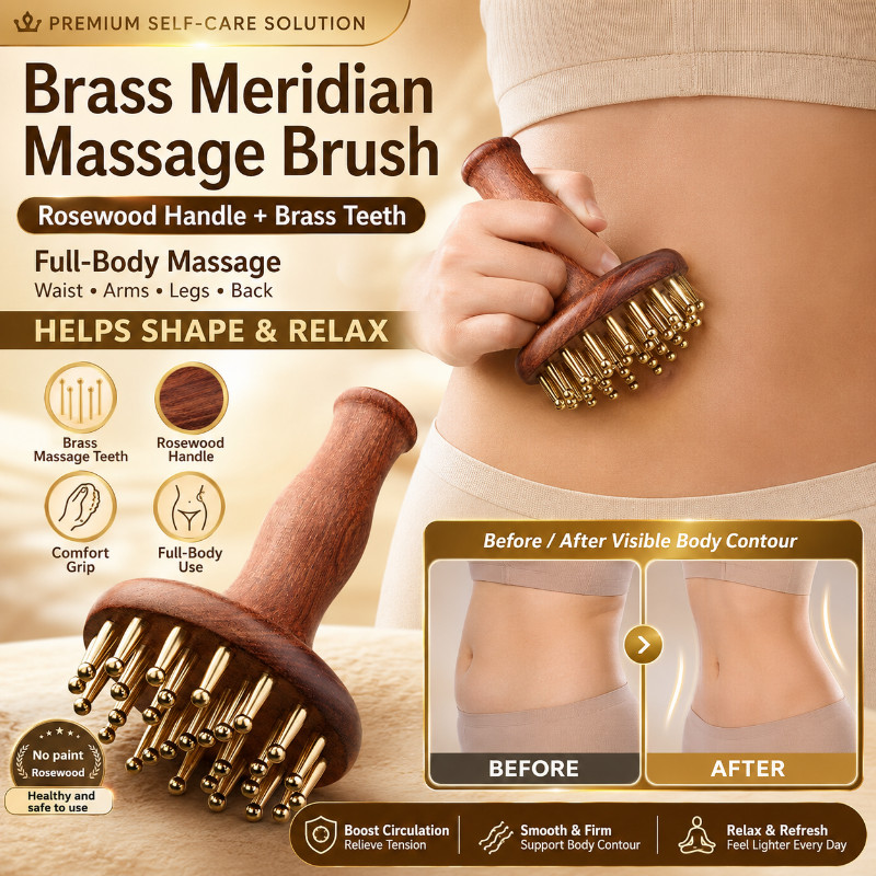 ทองเหลือง Meridian แปรงนวดเอว Belly Slimming Gua Sha เครื่องมือ | ไม้จับร่างกายขูดแปรงสําหรับน้ําเหลืองระบายน้ําหน้าท้องขาแขนนวดบ้าน