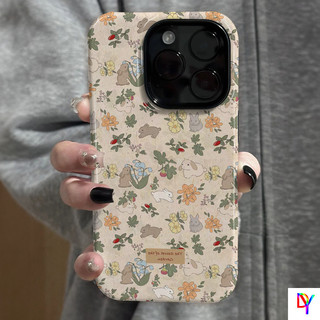 ดอกไม้กระต่าย Apple 16/17promax เคสโทรศัพท์ Iphone15pro/14 ซิลิโคน 13 สไตล์ย้อนยุค 12/11promax เคสโทรศัพท์เคลือบเงาสองชั้น