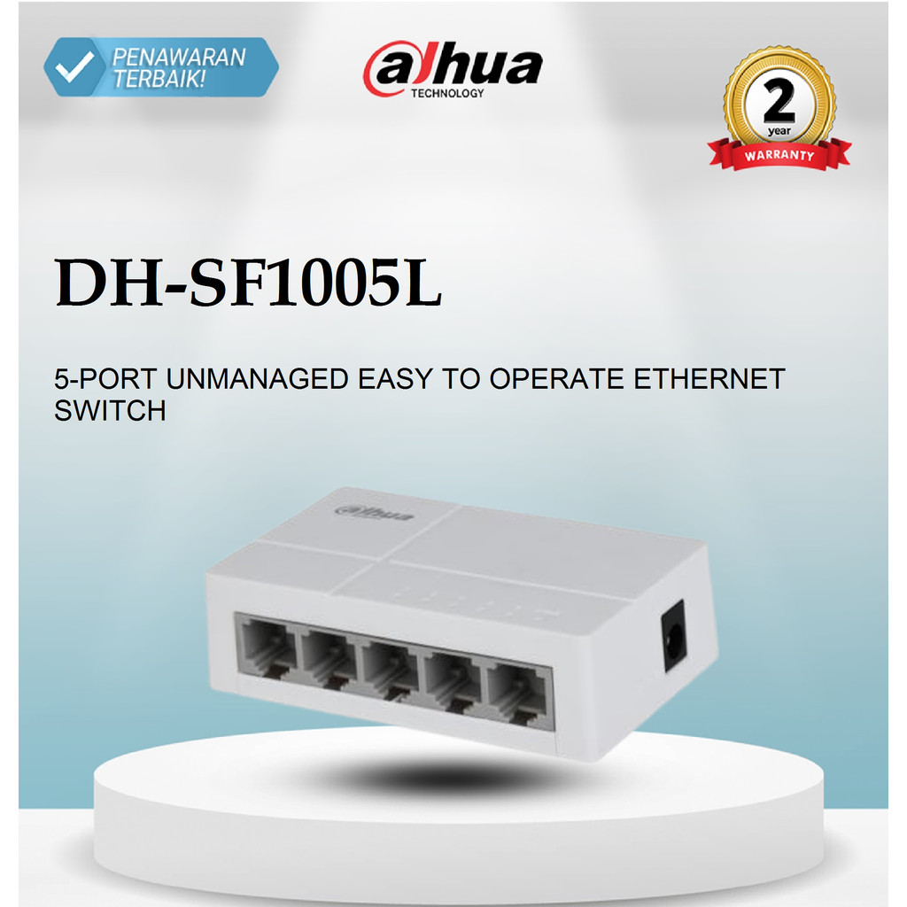 Dahua DH-SF1005L Switch Hub 5 พอร์ต Fast Ethernet 10/100 Mbps Unmanaged Desktop V