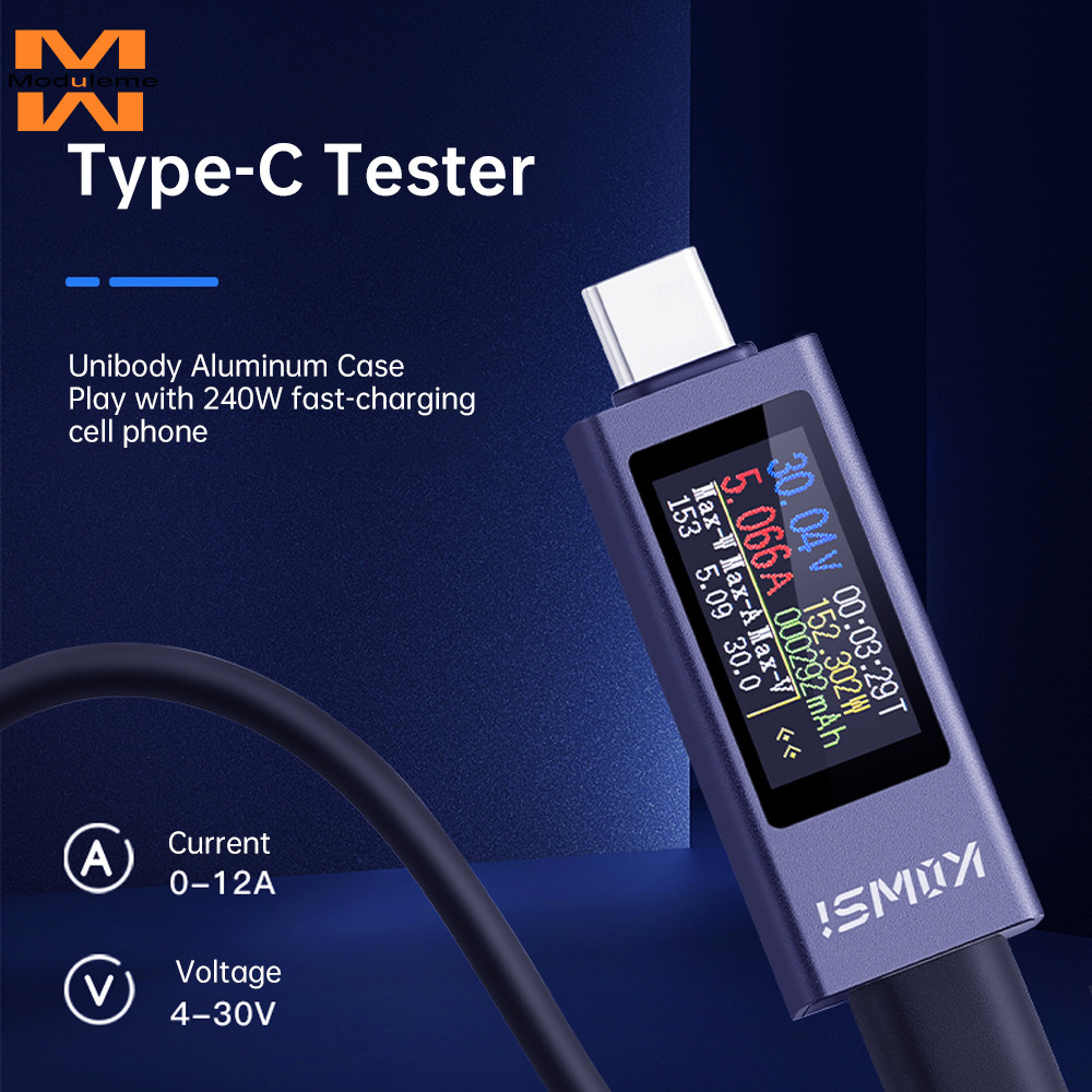 KWS-2302C DC4 ~ 30V 0 ~ 12A HD 0.96 นิ้วจอแสดงผล TFT Digital Bidirectional Current Tester Type-C แรง