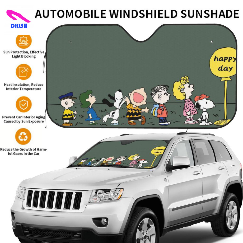 Snoopyกระจกบังแดดรถพับ UV Ray Reflector Auto หน้าต่างด้านหน้า Sun Shade Visor Shield Shade,Keeps Vehicle Cool II026