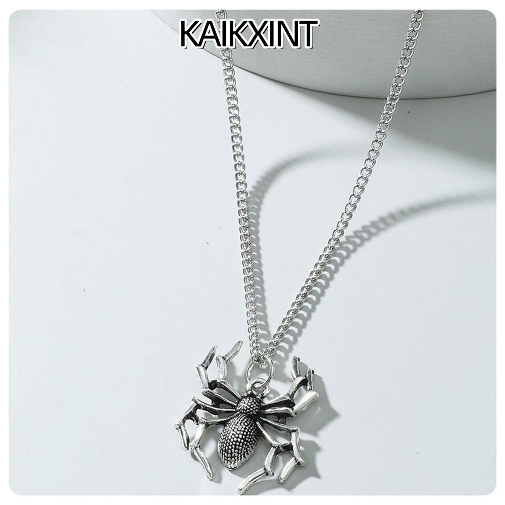 IKAIKXIN สร้อยคอจี้แมงมุม Street Biker ไม่จางหายสีเงิน Choker Punk Rock