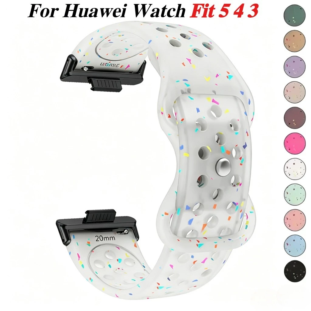 สายซิลิโคนอนุภาคสี สําหรับ Huawei Watch Fit 5 Pro/Fit 5/4/4 Pro/Fit 3/2/1 สายกีฬา สําหรับผู้ชายผู้หญิง