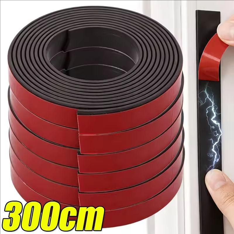 100/200/300ซม.-Self-Adhesive Rubber Soft Magnet Tape Strips DIY Craft Kitchen ตู้เย็นสติกเกอร์ภาพโรงรถเครื่องมือผู้ถือเทปแม่เหล็ก