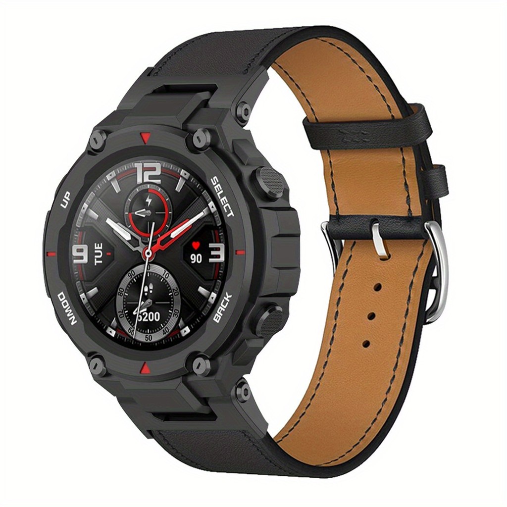 สายหนังเหมาะสําหรับ Amazfit T-Rex/T-Rex Pro, สายหนัง PU เหมาะสําหรับผู้ชายผู้หญิง, สายหนังธุรกิจ