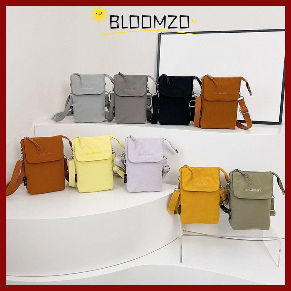 จัดส่งจากประเทศไทยBLOOMZO กระเป๋าสะพายข้าง, กระเป๋าใส่โทรศัพท์ไนลอนขนาดมินิ, กระเป๋าสะพายไหล่สีทึบสายรัดปรับได้น้ําหนักเบาพิเศษอินเทรนด์