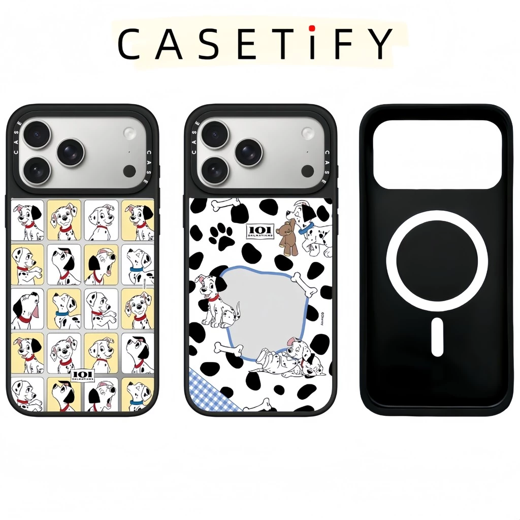 Magnetic Dalmatian สุนัขสําหรับแมวกระจกเคสโทรศัพท์สําหรับ iPhone 17 Pro Max 16 ProMax 15 14Plus 13 12 11 Anti-vibration เคสโทรศัพท์