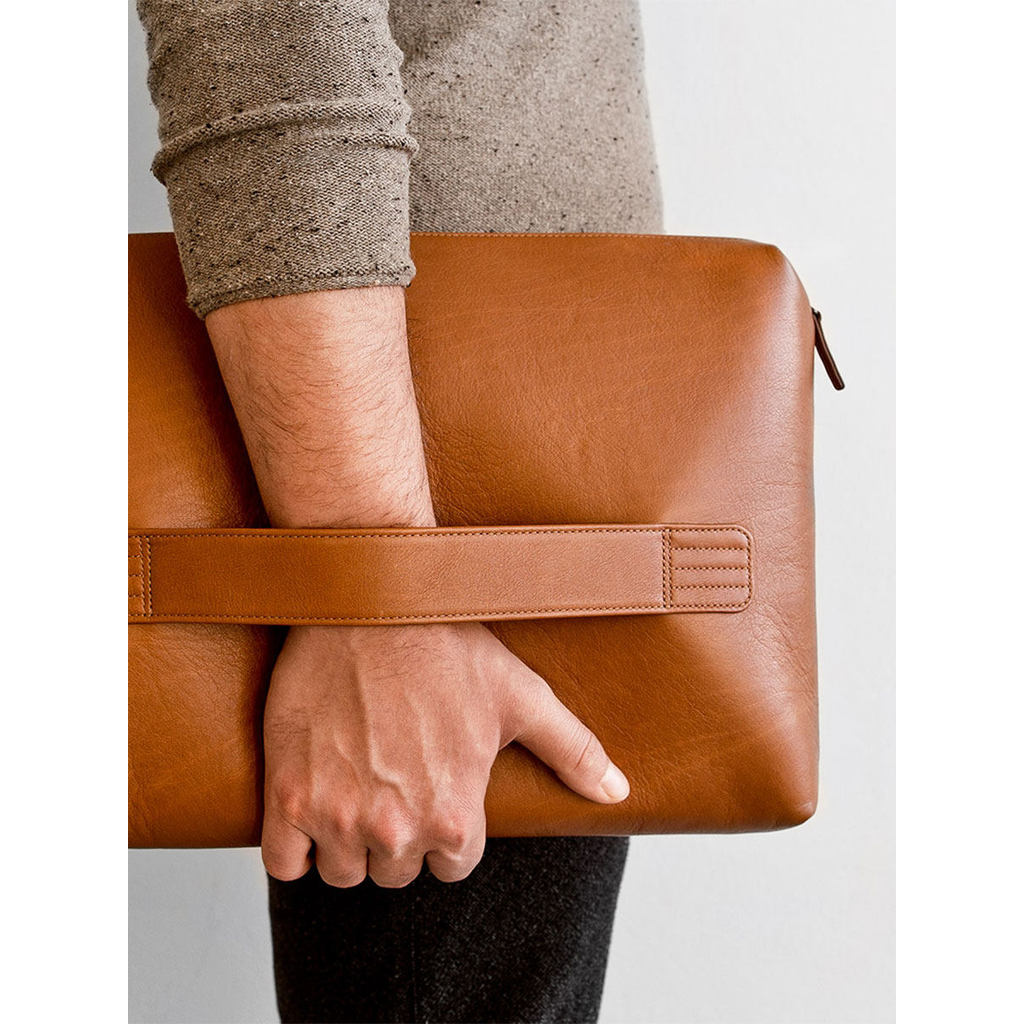 Gicany Simple Clutch Bag Men Large Capacity Genuine Leather Laptop Clutch File Clutch Bag Envelope B
