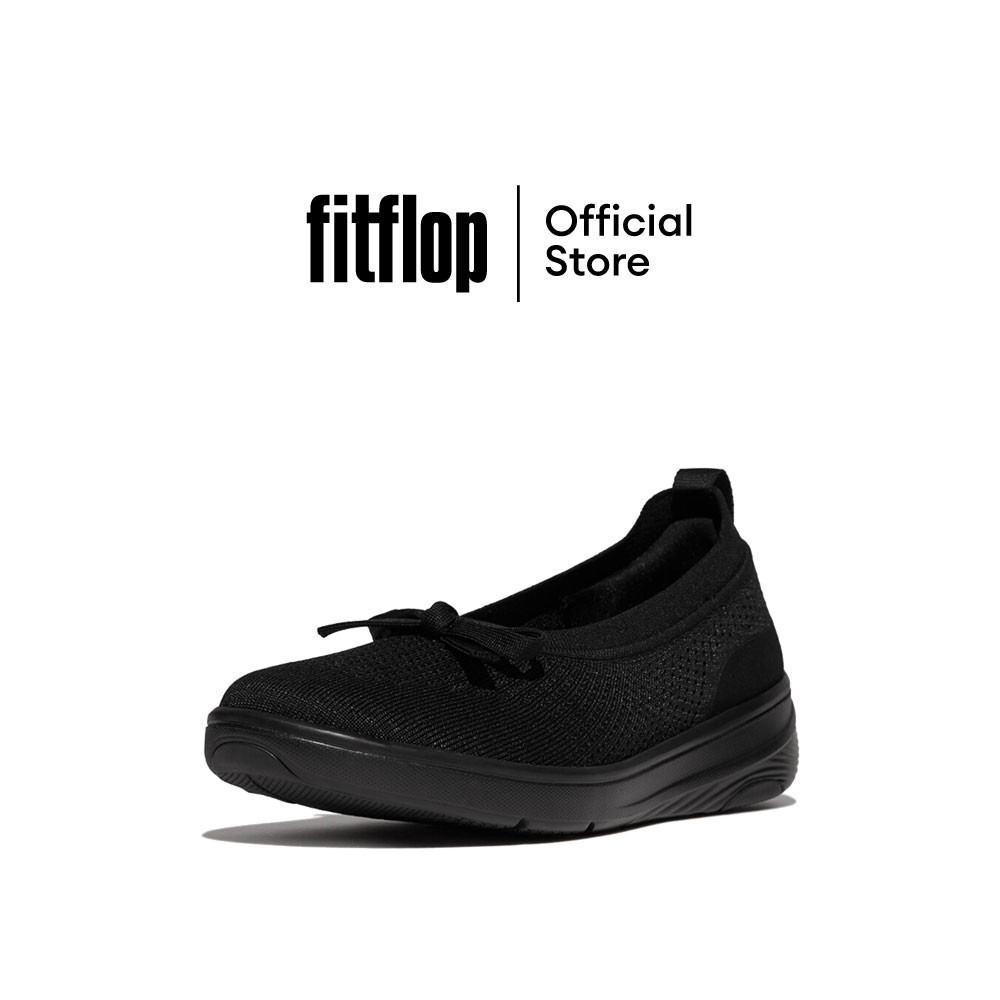 FITFLOP SUPER-Q BOW KNIT BALLET FLATS รองเท้าทรงบัลเล่ต์ผู้หญิง รุ่น JH8-090 สี BLACK