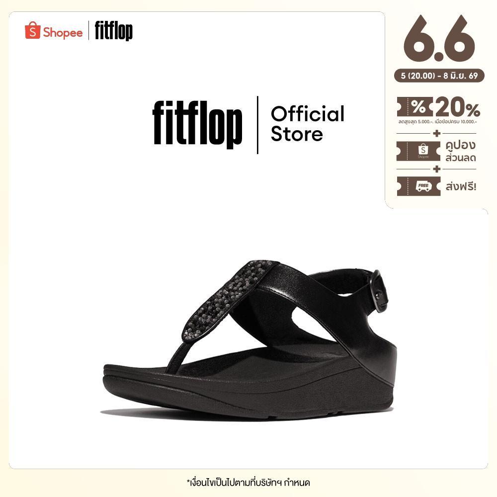 FITFLOP FINO CRYSTAL-MIX T-STRAP รองเท้าแตะแบบรัดส้นผู้หญิง รุ่น IU5-090 สี BLACK