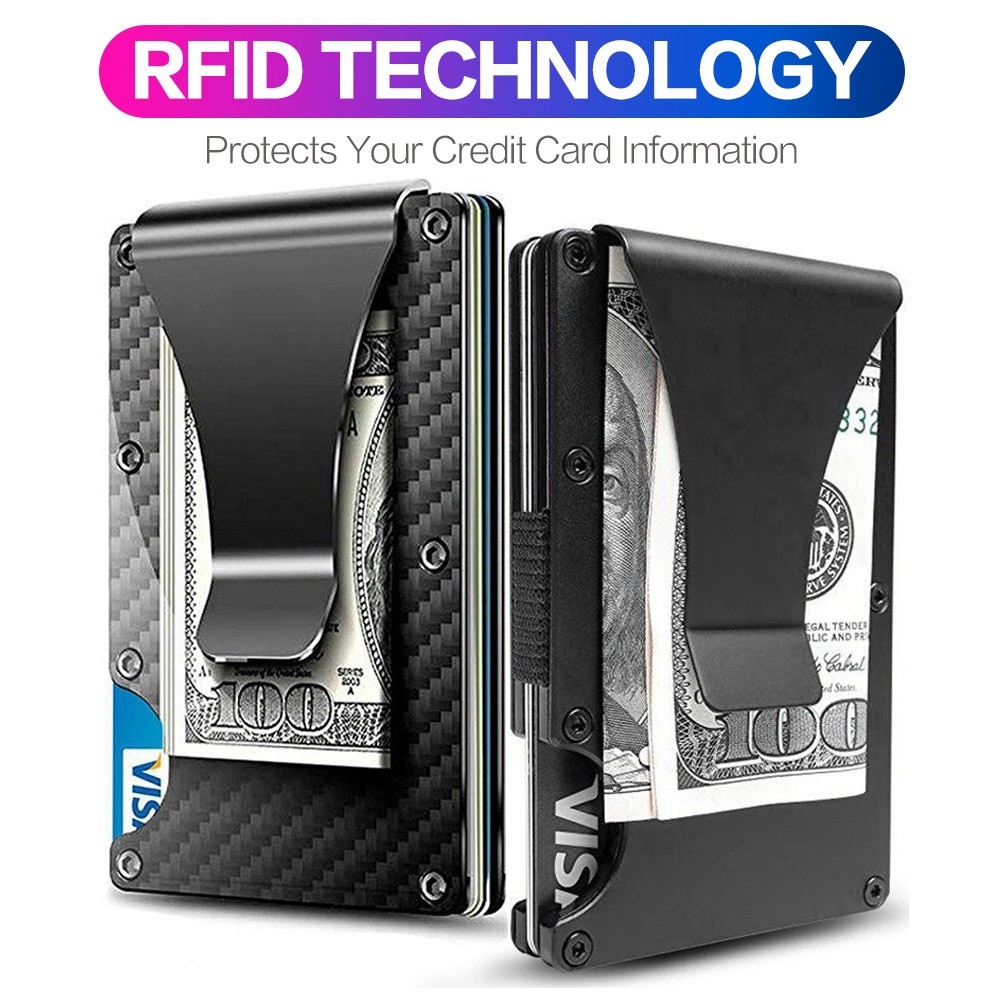 RFID-Blocking Wallet with Money Clip,Credit Card Holder Hard Front Pocket ID และ Cash EDC Minimalist