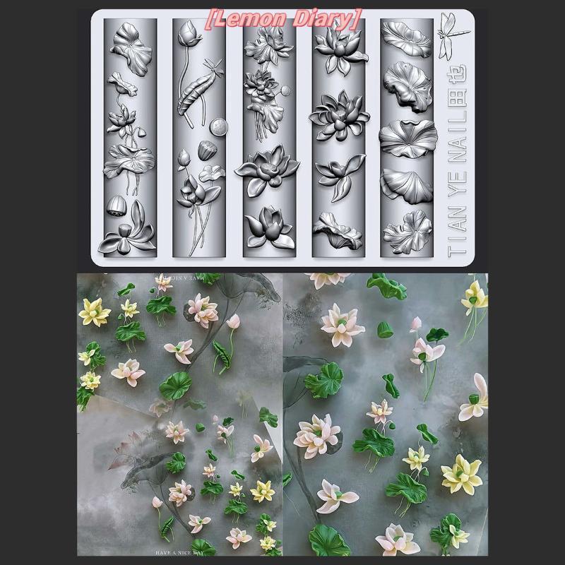 แอลดี| ดอกไม้ Series 3D เล็บโค้งแม่พิมพ์ Lily Of The Valley ดอกบัว Diy ตายายสูงแม่แบบเล็บแม่พิมพ์ Art Decor ใหม่