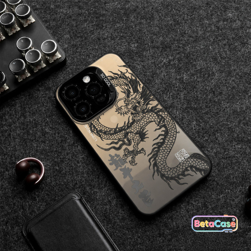 เคสโทรศัพท์ลายมังกรสีดำและขาวสุดเท่สไตล์แฟชั่น IMD สำหรับ iPhone 17 17pro 16 16pro 11 15 14 13 12 XR X XS Max 8 7Plus
