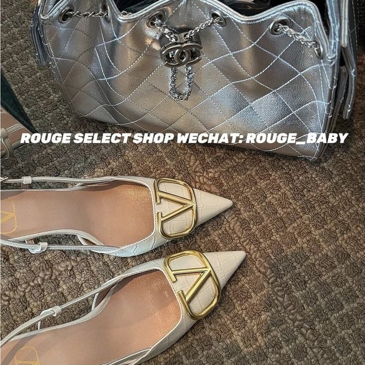 [ROUGE ️ VLTN] Champs Lishe Avenue SS26 Signature Series รองเท้าส้นสูงลายไม้ไผ่ Stiletto ผู้หญิงกลับ