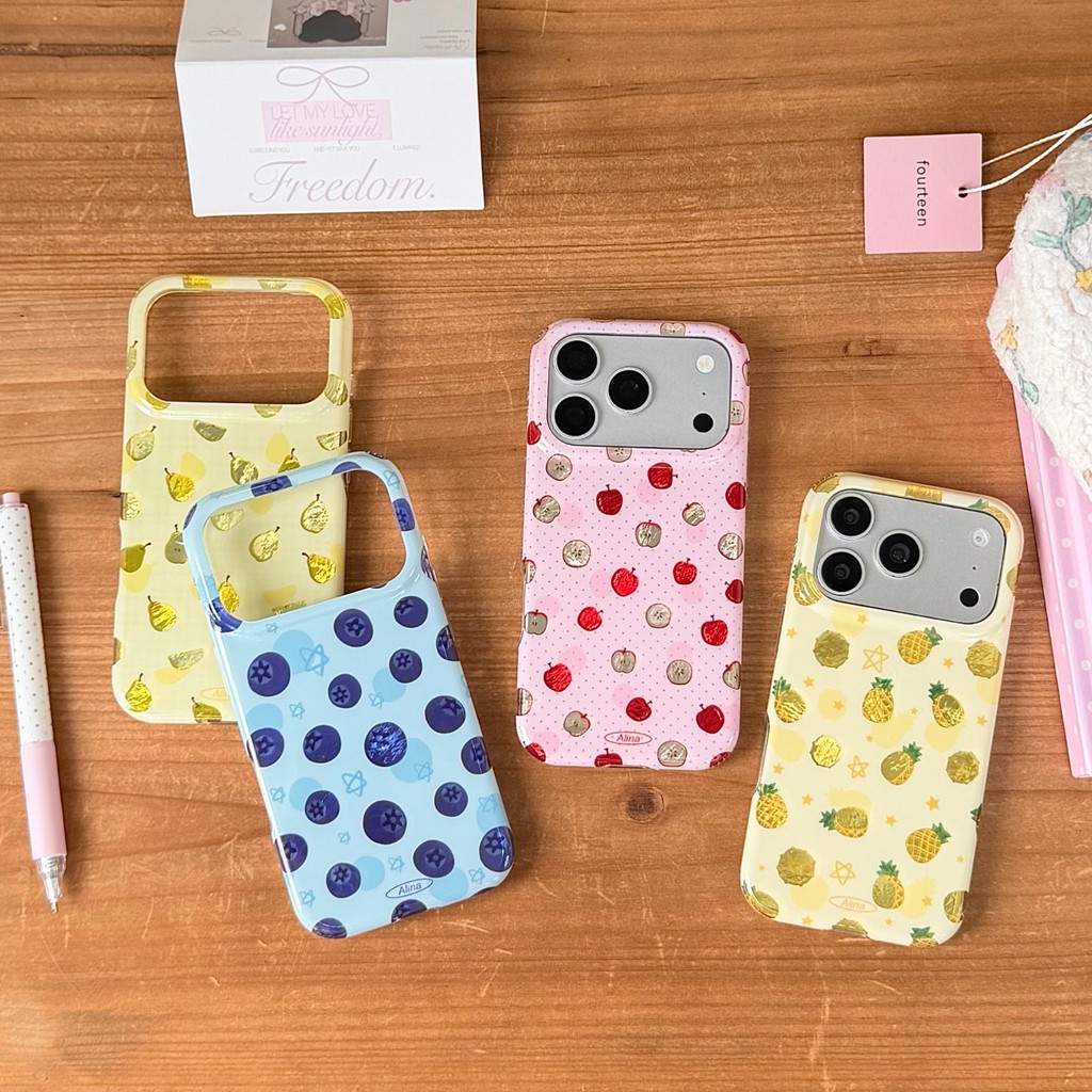 เคส iPhone แบบนุ่มพร้อมผลไม้สกรีนสไตล์สําหรับ iPhone17pro Max 17pro 17 16pro Max 16pro iPhone16 15pr