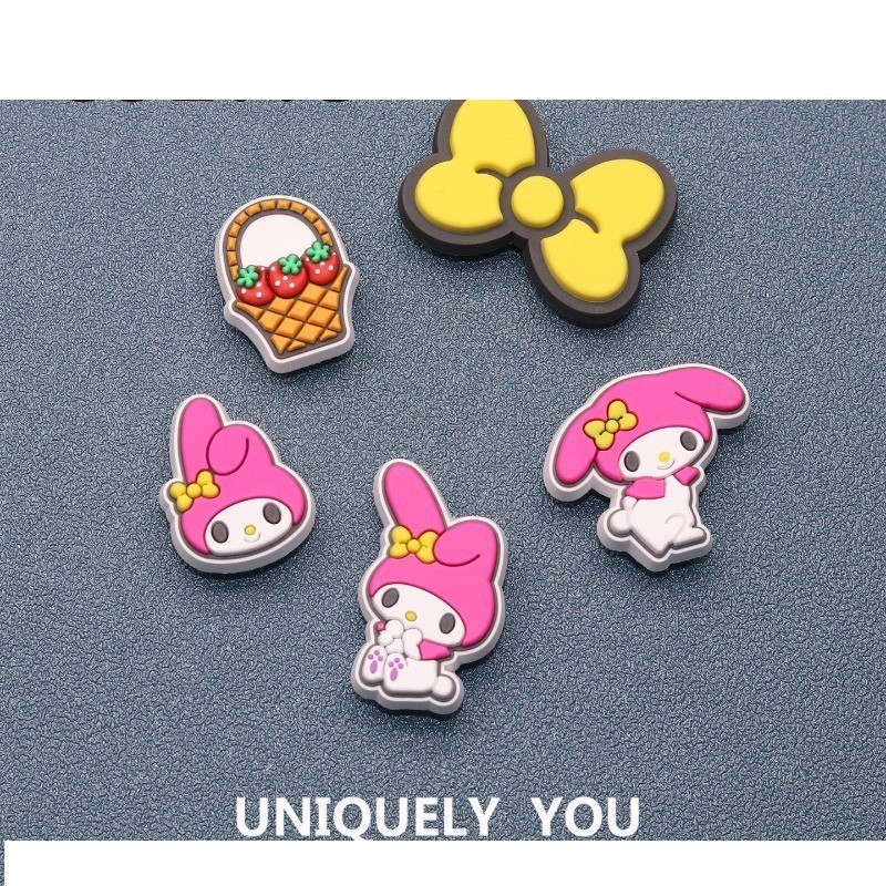 JJBCX การ์ตูนสีเหลืองโบว์สนุก DIY อุปกรณ์เสริมอุปกรณ์เสริมรองเท้า