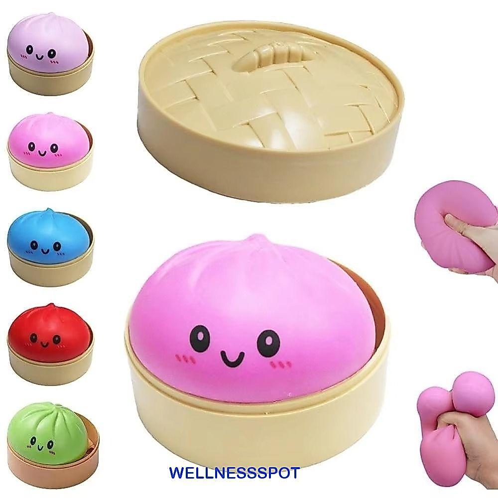 WELLNESSSPOT Dumpling Sensory Toy, Steamer Soft Fidget Dumplings Squishy ของเล่น, Creative Slow Rising สีสันสมจริง Squishy Bun ADHD ออทิสติก