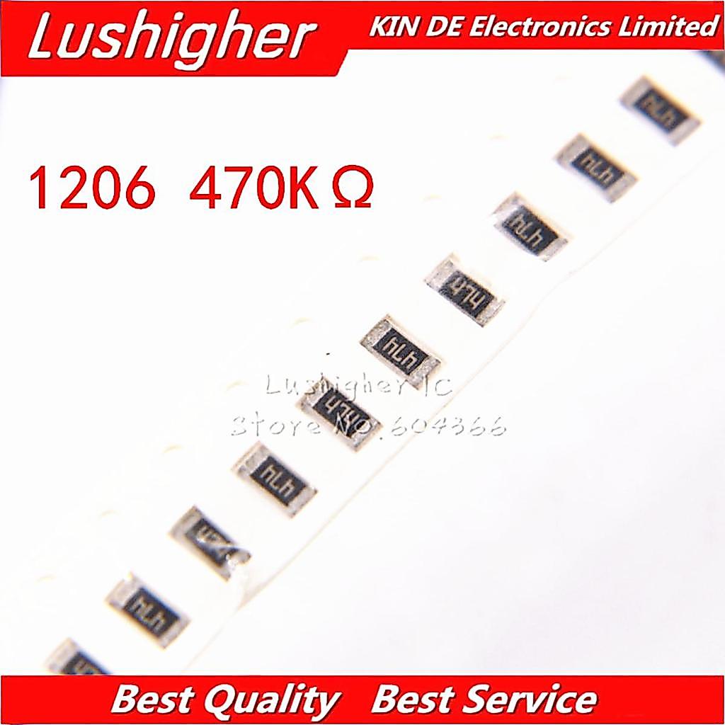 100 ชิ้น 1206 ตัวต้านทาน SMD 1% 470K โอห์ม 474 470Kohm