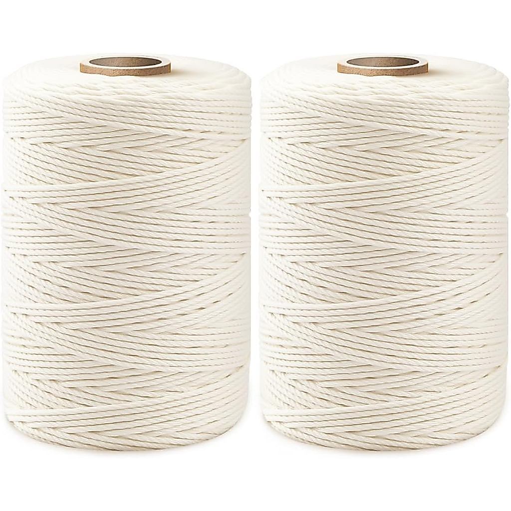 1,200ft (600ft x 2 ม้วน) Butchers Twine 2 มม.ผ้าฝ้ายสําหรับทําอาหารครัวเนื้อตุรกีไส้กรอกย่างเบเกอรี่