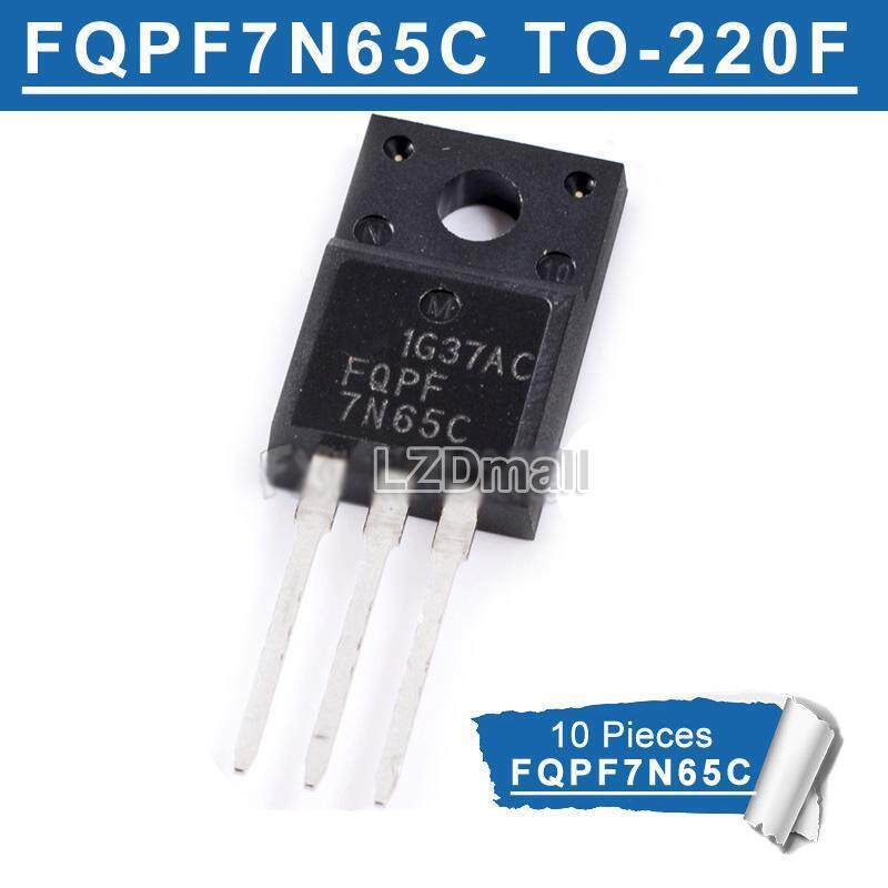 10pcs FQPF7N65C TO-220F FQPF 7N65C 7N65 FQPF7N65 TO220F 7A/650V N-Channel MOSFET ทรานซิสเตอร์ใหม่ IC