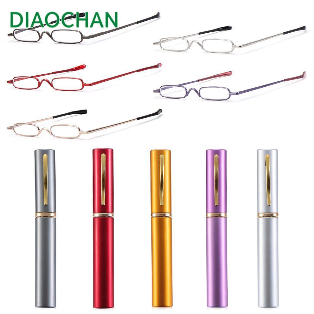 Dichath Slim Pen Reading Glasses Mini พร้อมแว่นตาบานพับสปริงแบบพกพาพร้อมหลอดคลิปปากกา