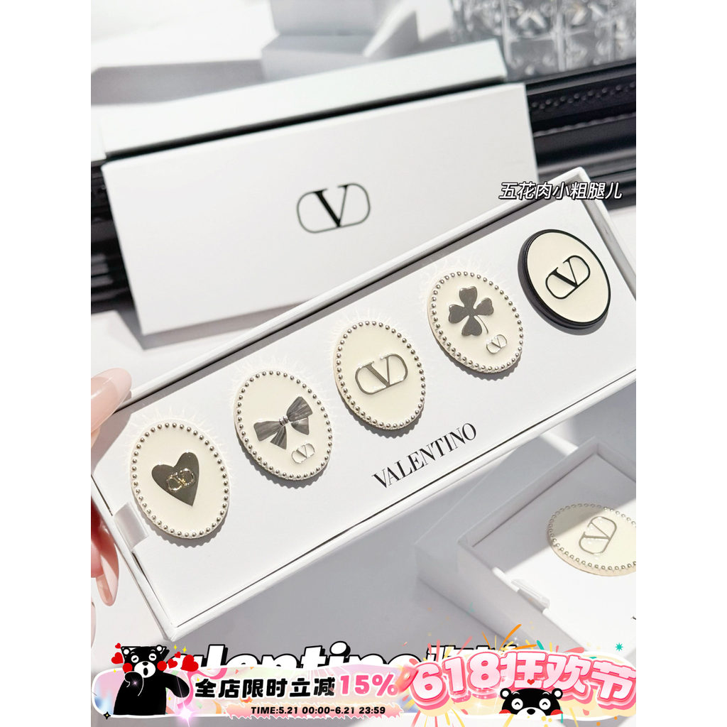 Valentino Valentino Valentino High Fixedเข็มกลัดชุดกล่องของขวัญรอบโลหะตกแต่งหัวเข็มขัด
