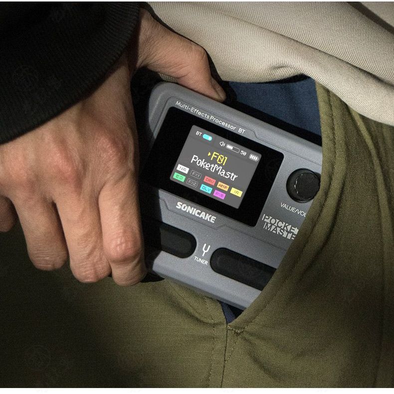 Sonicake Pocket Master กีตาร์ไฟฟ้า เอฟเฟกต์รวม กระเป๋า การ์ดเสียงบลูทูธ เครื่องกลอง รองรับ