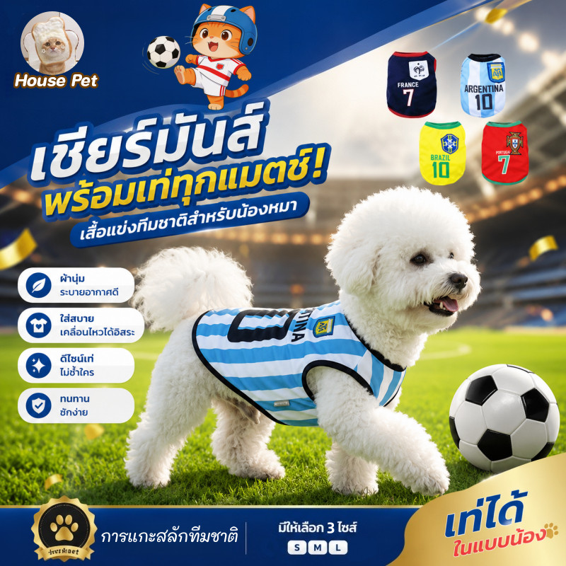 2026 Pet Football Culture Shirt เสื้อฟุตบอลวัฒนธรรมสัตว์เลี้ยง ฟุตบอลโลก วัฒนธรรมฟุตบอล