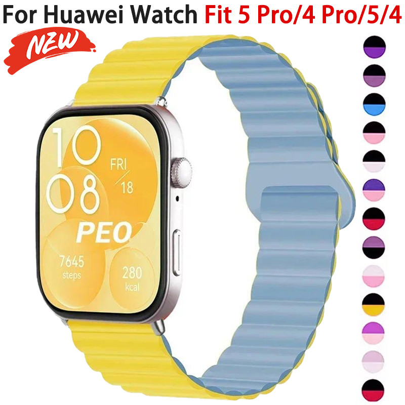 สายซิลิโคนแม่เหล็กสําหรับ Huawei Watch Fit 5/Fit 5 Pro/4 Pro/4/3 อุปกรณ์เสริมสร้อยข้อมือ