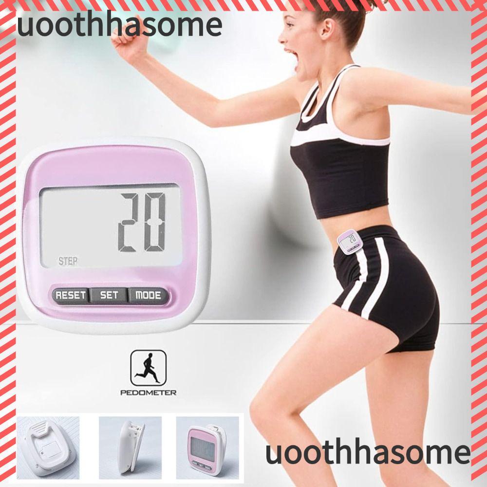 UOOTHASOME เครื่องนับก้าว Tri-Axiis, เครื่องนับก้าวจอแสดงผลดิจิตอล ABS, แบบพกพาพร้อมตัวติดตามขั้นตอนคลิป