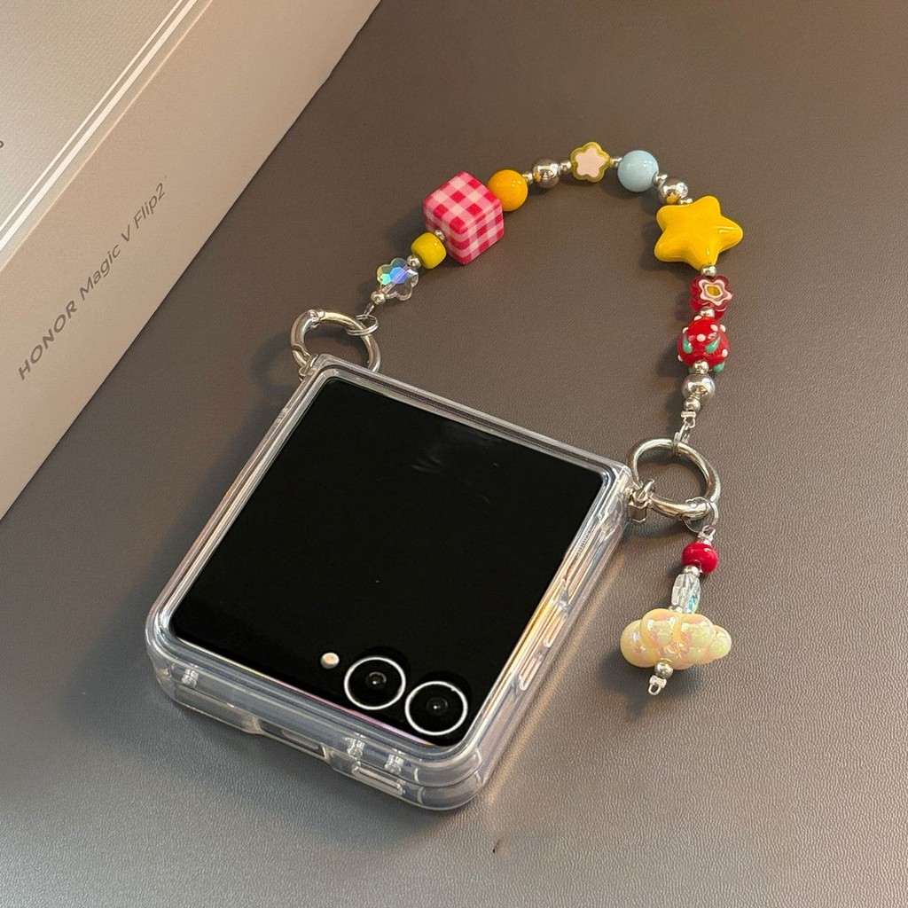 น่ารักโปร่งใสเคสโทรศัพท์ Cloud Stra สร้อยข้อมือสําหรับ Samsung Galaxy Z Flip 7 8 Flip8 Z Flip6 ZFlip 5 Zflip6 Zflip7 ฝาครอบ