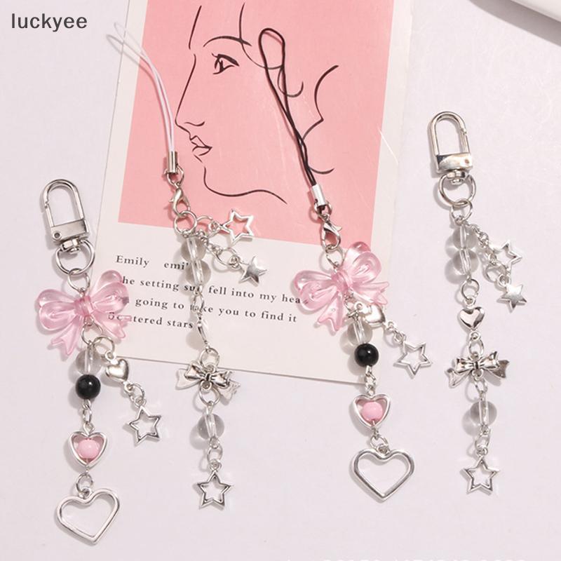 Luckyee Goth Y2K โทรศัพท์ Charm Bow Heart Star พวงกุญแจจี้ Kawaii Key CHAIN กระเป๋าโทรศัพท์น่ารักอุปกรณ์เสริมสําหรับสาวผู้หญิงเครื่องประดับ TQ