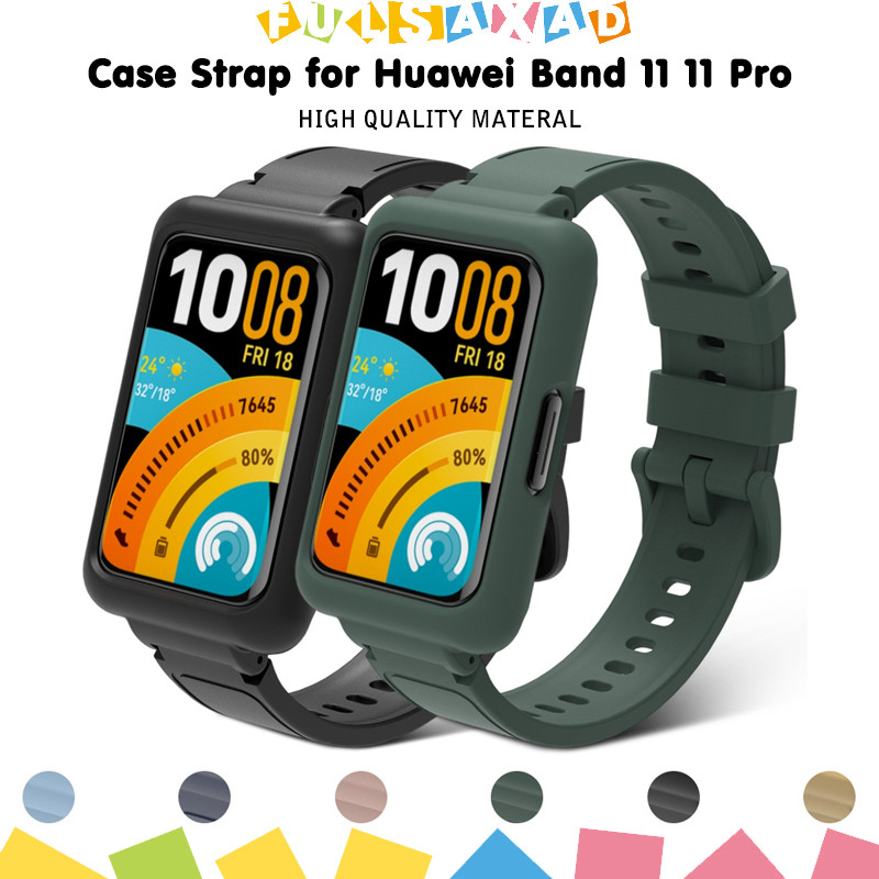 กรณีนาฬิกา + สายยางกีฬา for Smartwatch Huawei Band 11/11 Pro สายรัดข้อมือซิลิโคนอ่อนสายรัดข้อมือป้องกันหน้าจอฝากกันชน