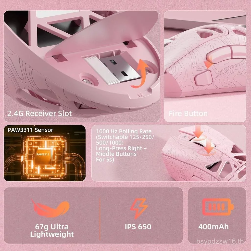 เมาส์เล่นเกมไร้สาย Aula SC620 Tri-Mode 12000 DPI RGB thumbnail 8