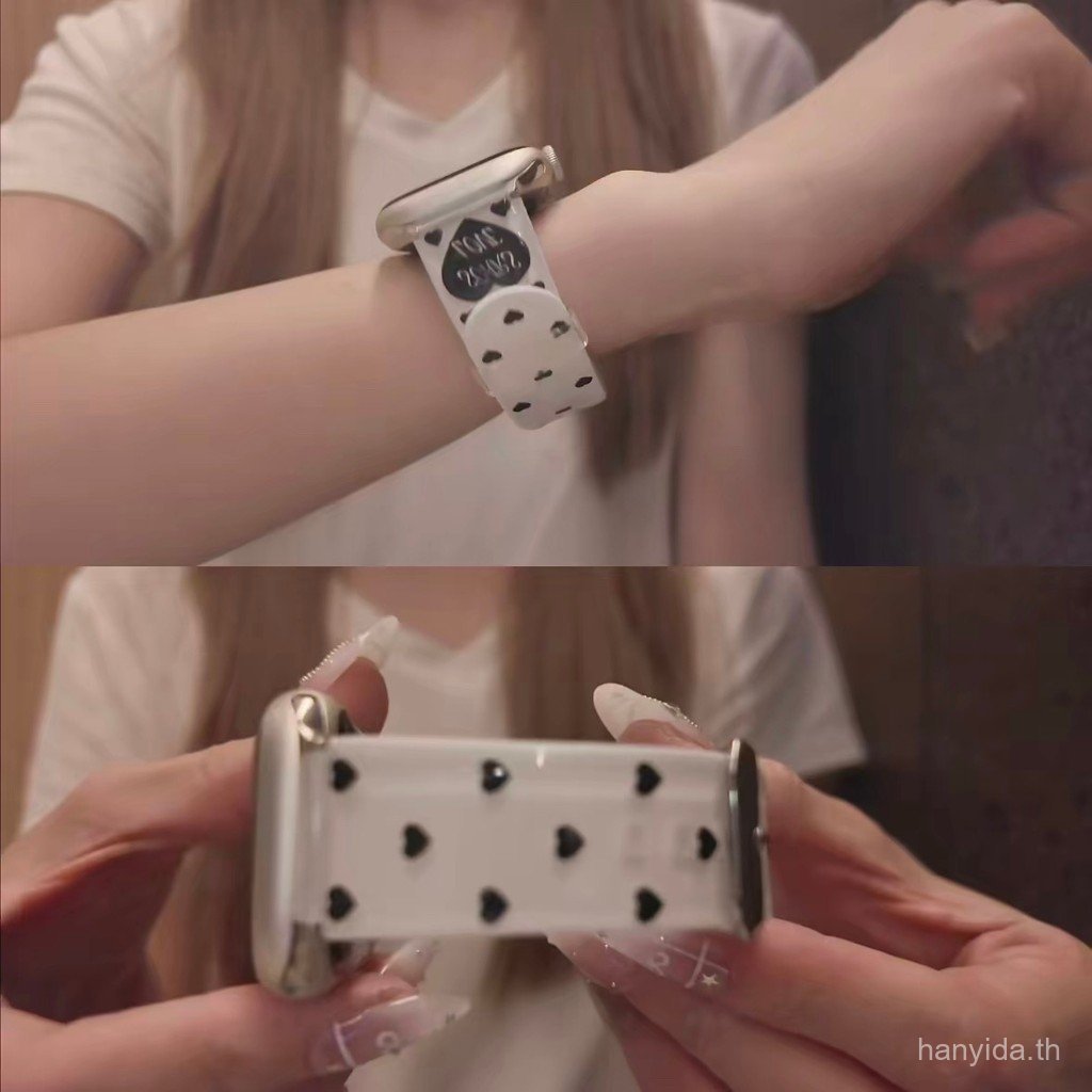 สายซิลิโคน TPU รักการ์ตูนน่ารักสําหรับ applewatch band iseries11 10 987654321, SE3, SE2, Ultra3, Ultra2 49mm. 46มม. 41มม. 45มม. 44มม. 42มม. 40มม. สายรัดข้อมือ