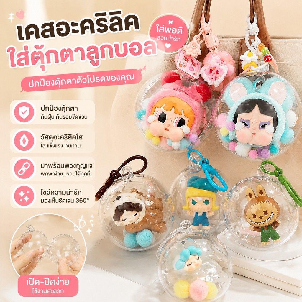 🚚 ส่งไว 🚚เคสอะคริลิกใสป้องกัน ลูกบอลกลมโปร่งใส สามารถใส่ตุ๊กตาและของขวัญได้ ขนาด 5,8,10,14 ซม