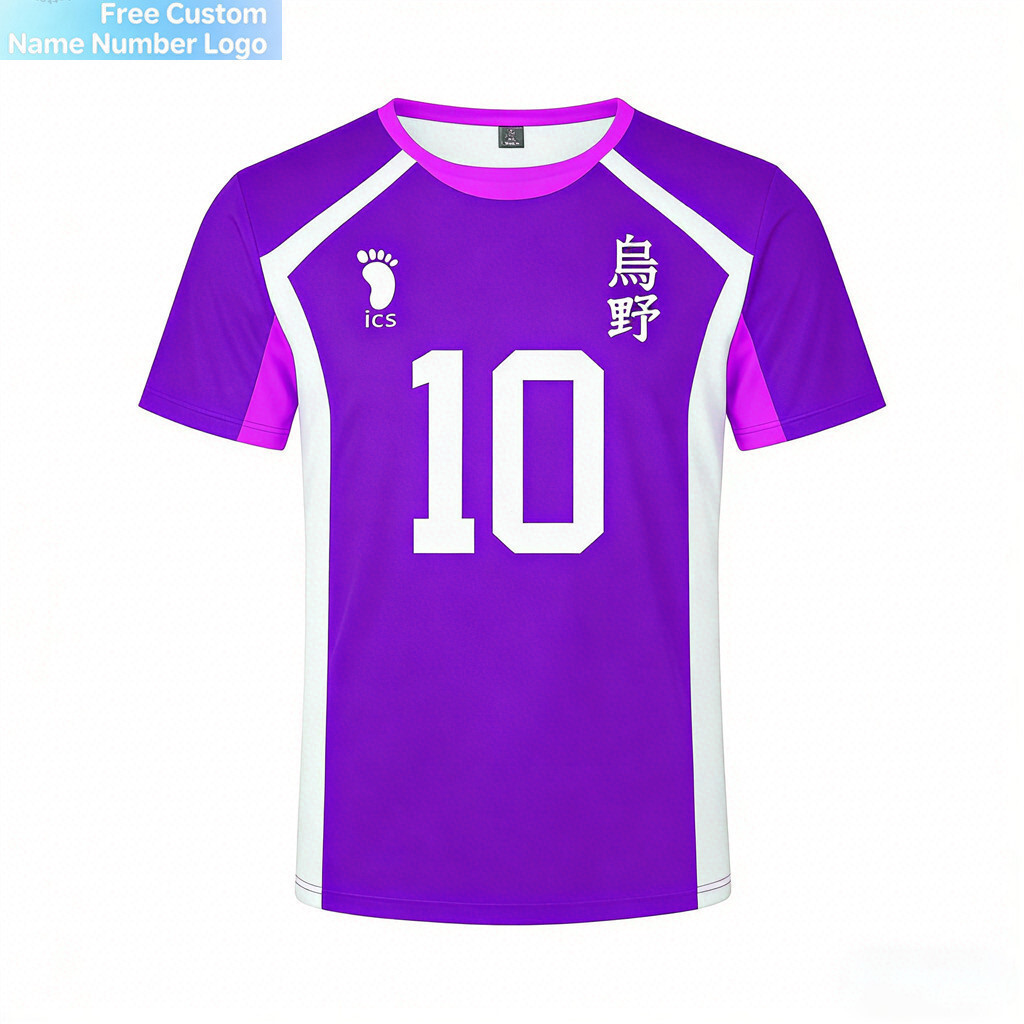 [[ขายดี]Unisex Haikyuu Themed Sports Jersey, Hinata Shoyo Cosplay Loose Breathable Halloween T-Shirt
